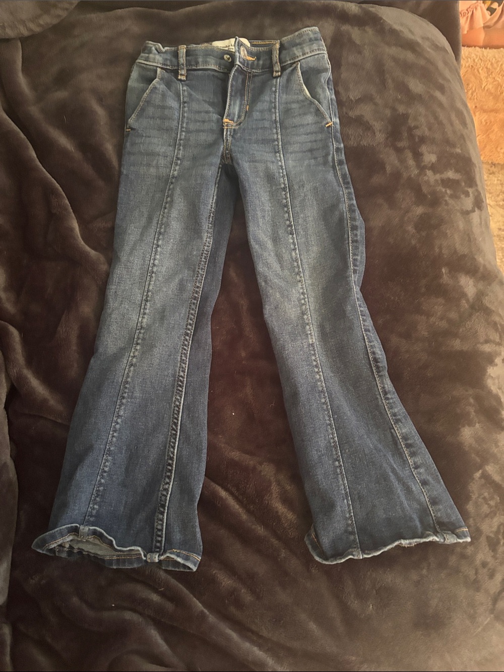 Abercrombie & Fitch Girls Dark Blue Flared Jeans